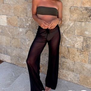 12th Tribe Black Sheer Pants Swimming Cover-Up